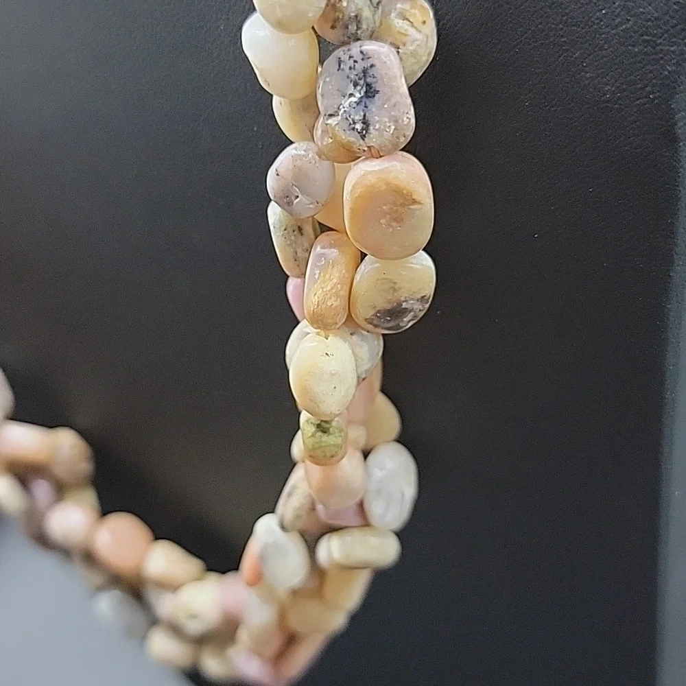 830 Cts Natural Pink Australian Opal Beads Single Braid Strand Necklace Gemstone
